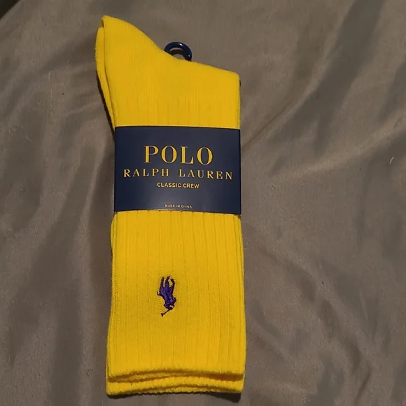 NWT Polo by Ralph Lauren Men's Yellow Socks - Picture 1 of 4